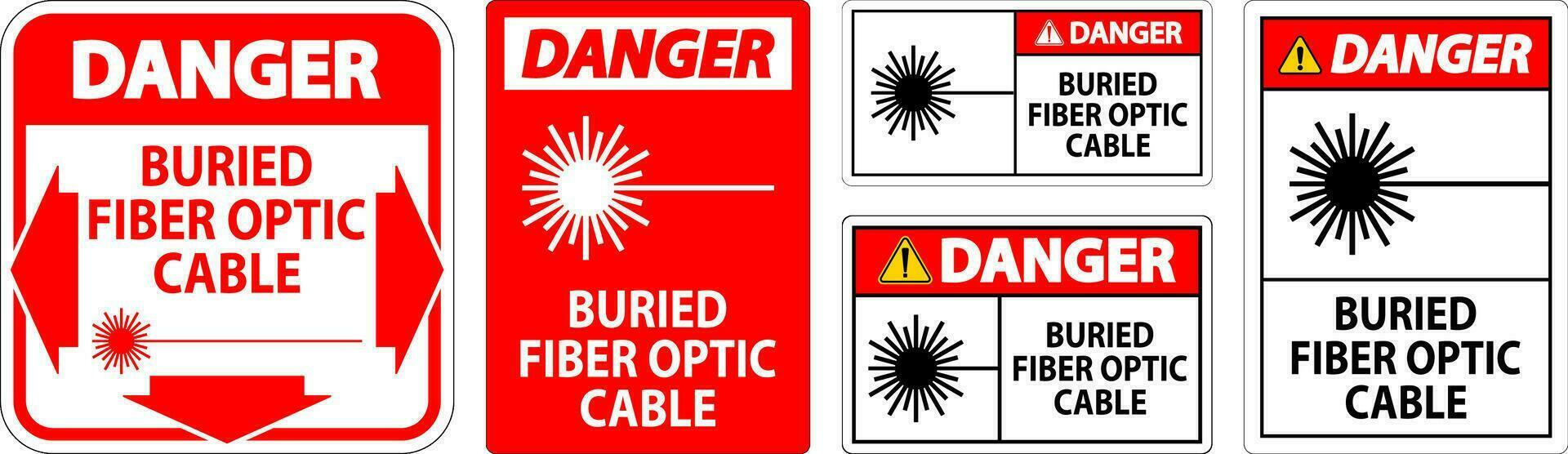 Achtung Zeichen, begraben Ballaststoff Optik Kabel vektor