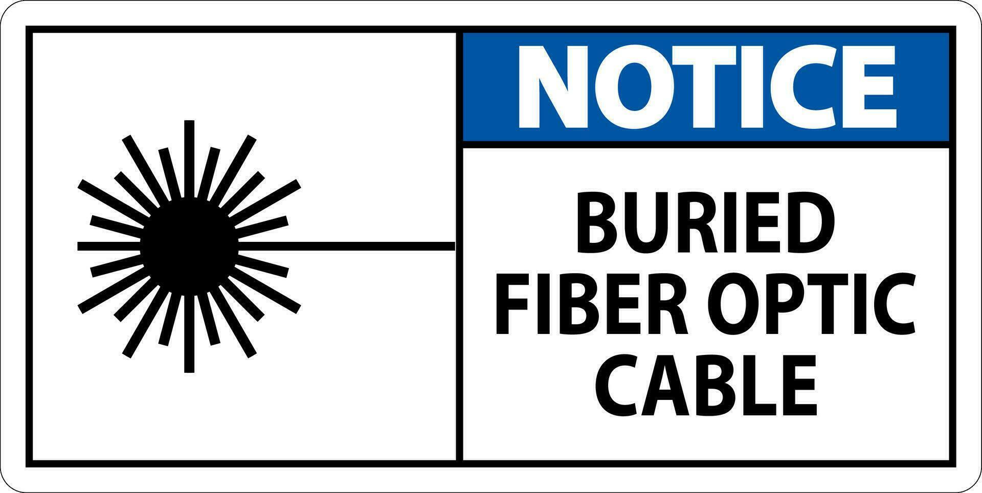 lägga märke till först tecken, begravd fiber optisk kabel- vektor