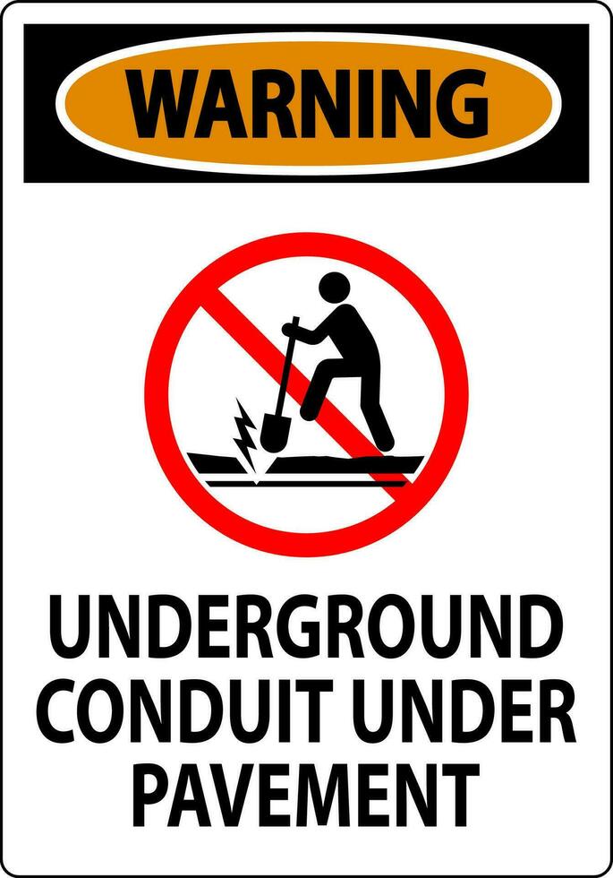 varning tecken, underjordisk rörledning under trottoar vektor