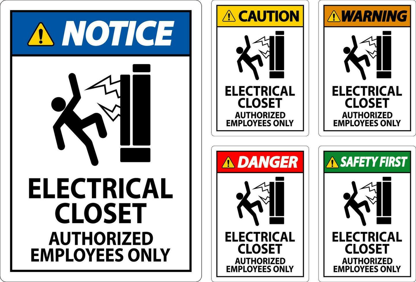 varning tecken elektrisk garderob - auktoriserad anställda endast vektor