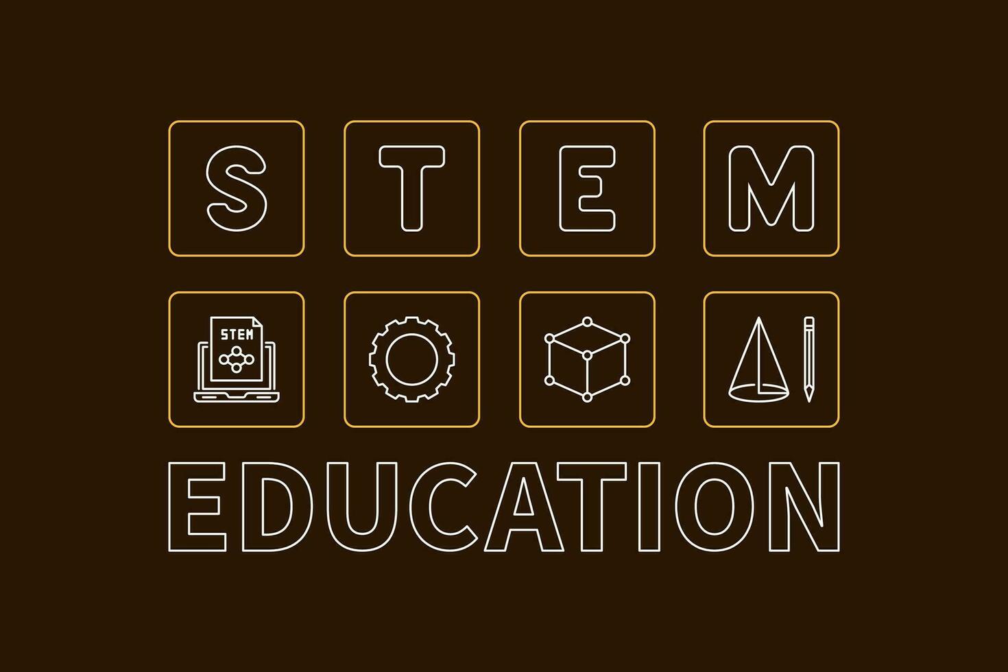 stam utbildning - vetenskap, teknologi, teknik, matematik linje kreativ baner. vektor horisontell illustration