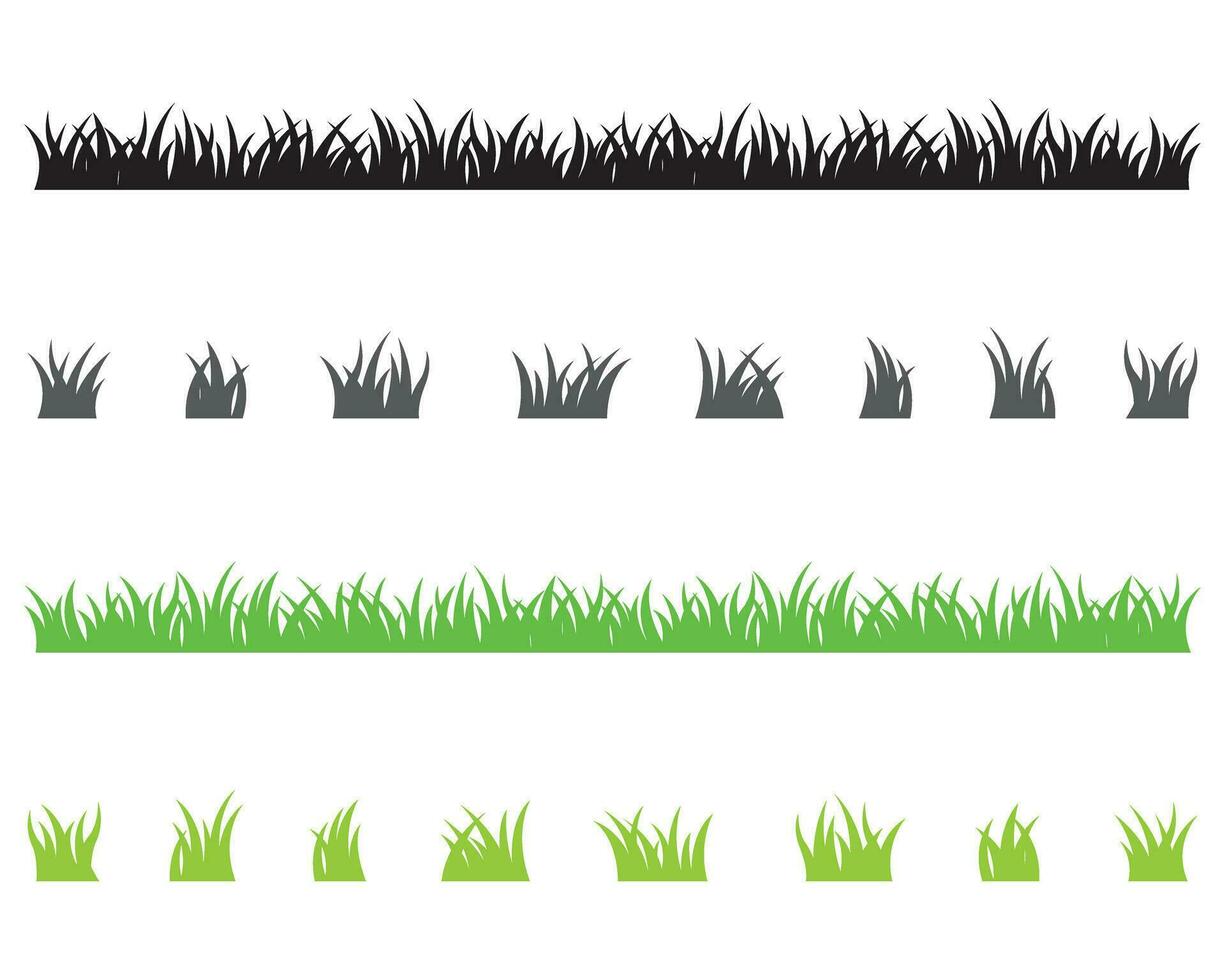 einstellen von Grün Gras Silhouetten isoliert auf Weiß Hintergrund. natürlich, Öko, bio, organisch. vektor