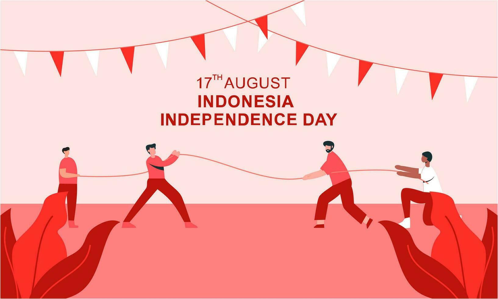 Indonesien Unabhängigkeit Tag 17 August mit traditionell Spiele Konzept Illustration vektor