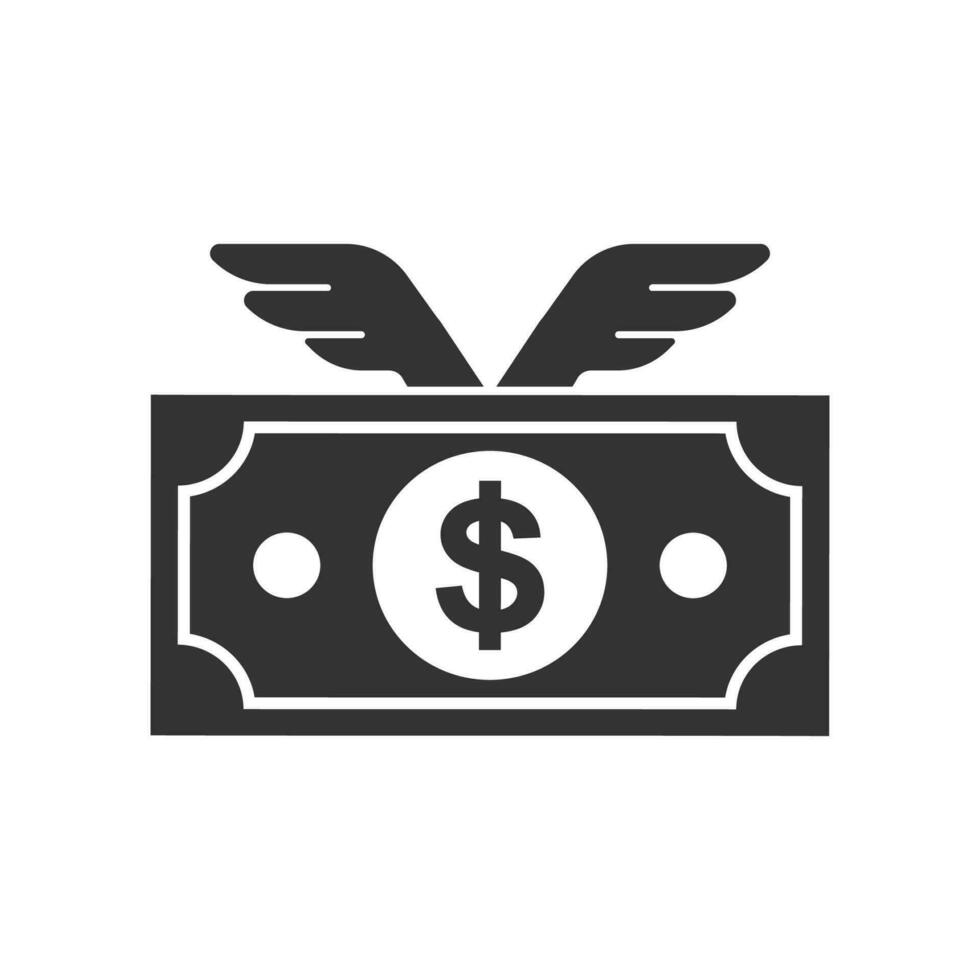 vektor illustration av flygande pengar ikon i mörk Färg och vit bakgrund