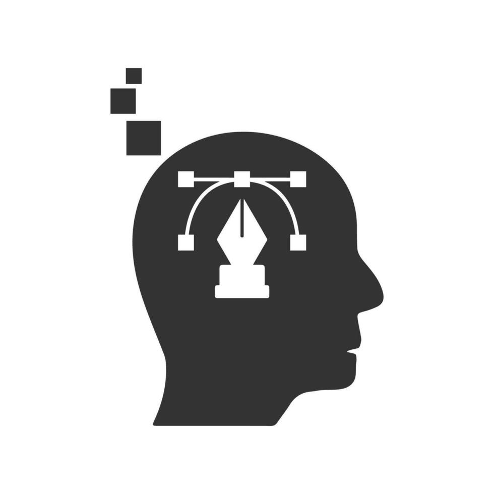 Vektor Illustration von kreativ Gehirn Symbol im dunkel Farbe und Weiß Hintergrund