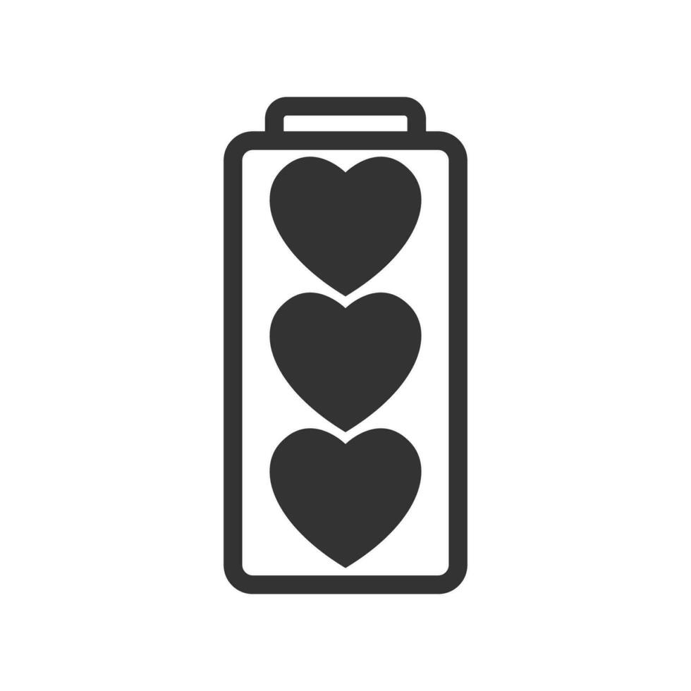 Vektor Illustration von Liebe Batterie Symbol im dunkel Farbe und Weiß Hintergrund