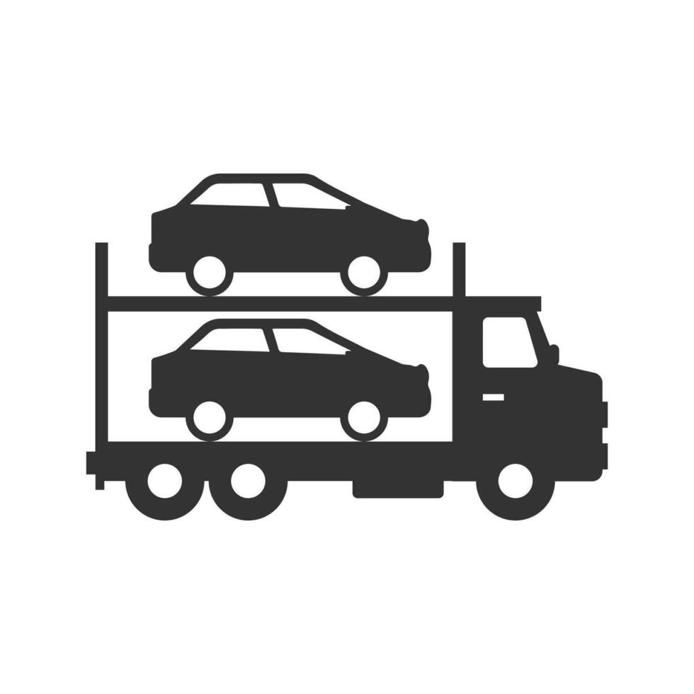 Vektor Illustration von Lieferung von Autos durch LKW Symbol im dunkel Farbe und Weiß Hintergrund
