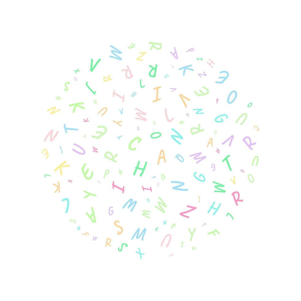 en bakgrund med färgrik brev av olika storlekar som en mönster. vektor