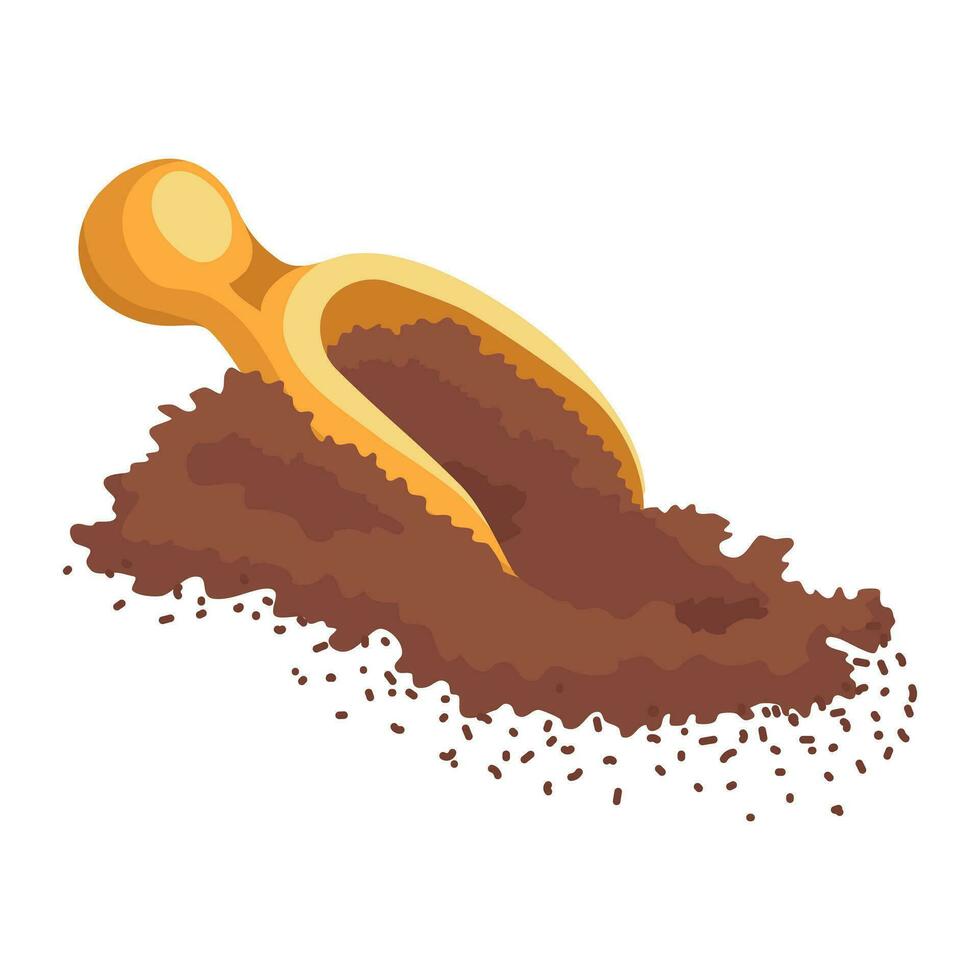 jord kakao, trä- sked av kakao pulver. vektor illustration.