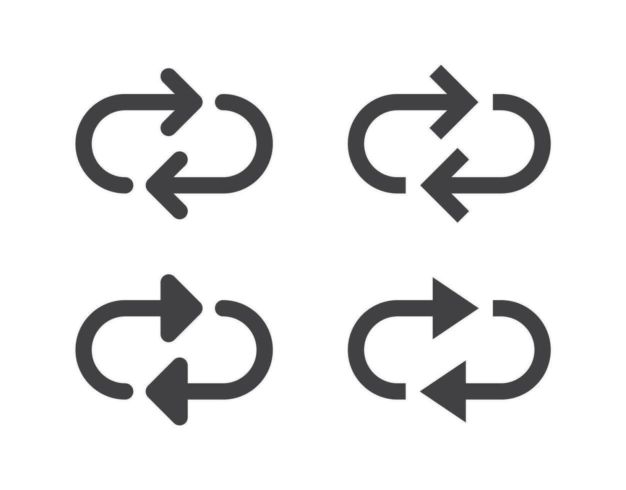 wiederholen Symbol Symbol, einfach Rückkehr Gliederung oder Aktualisierung Symbole einstellen isoliert eben Design Vektor Illustration.