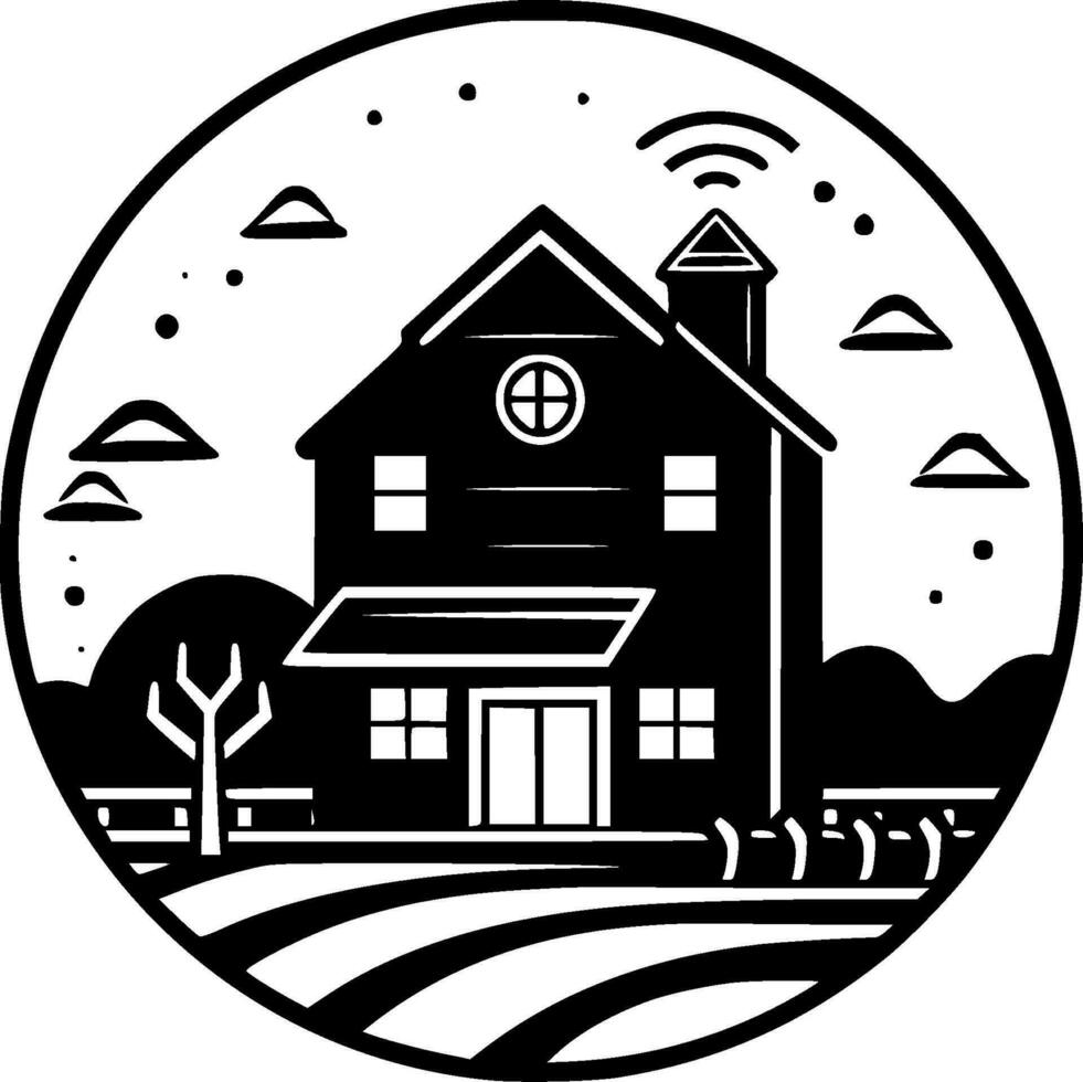 Bauernhaus - - minimalistisch und eben Logo - - Vektor Illustration