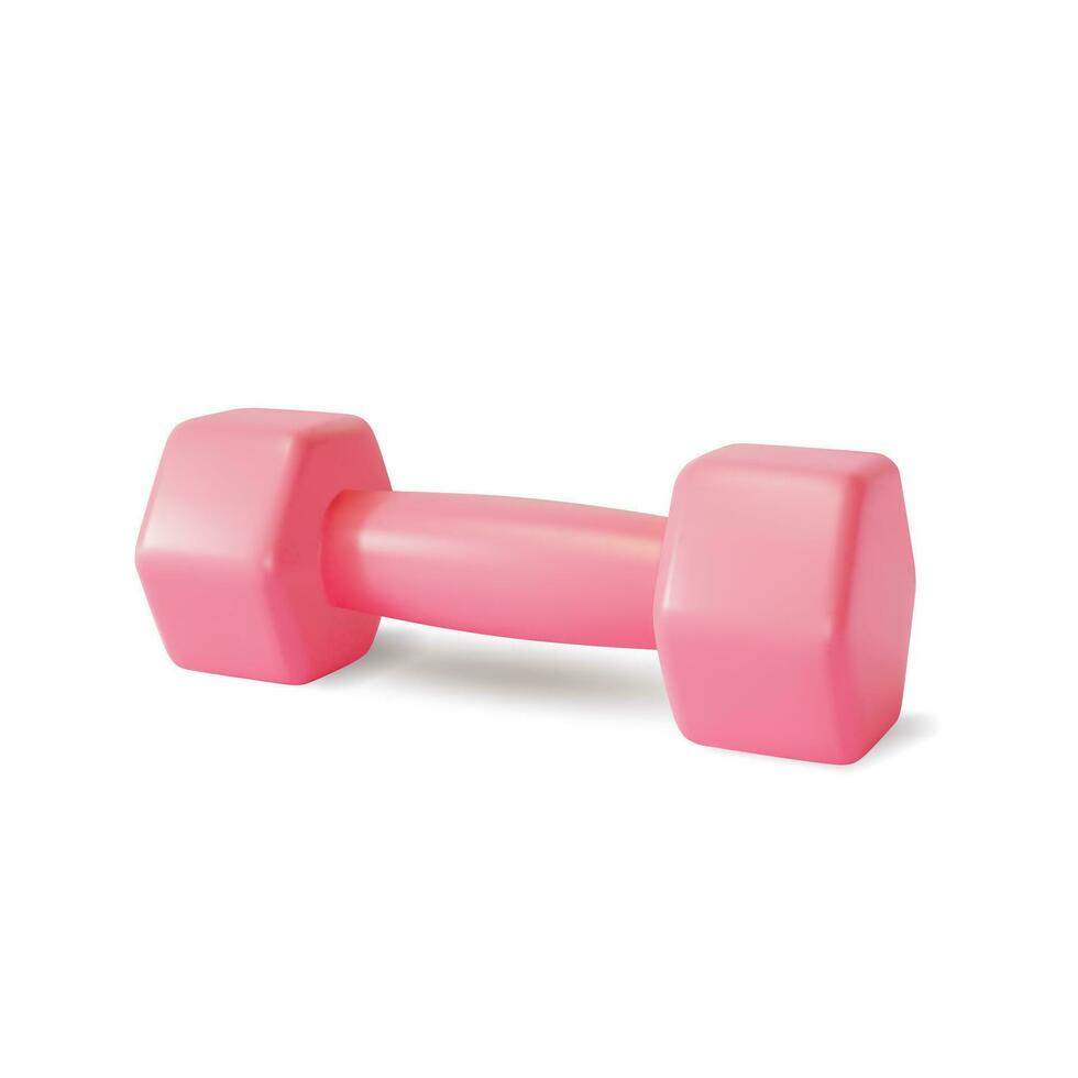 3d Gym Utrustning rosa hantel tecknad serie stil. vektor