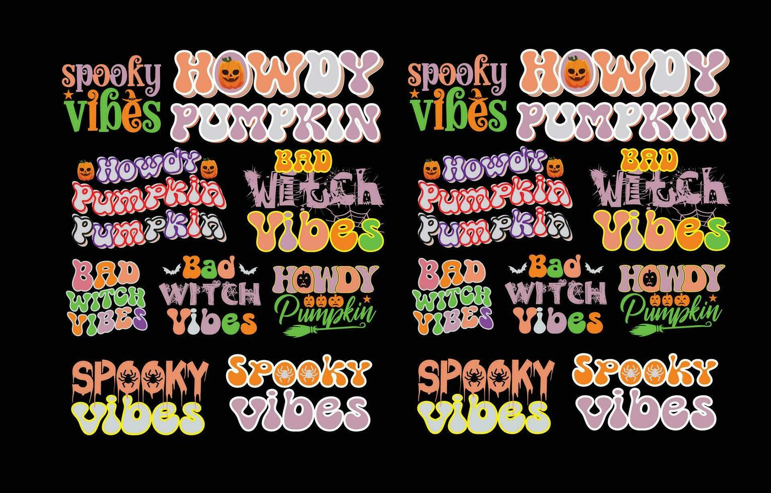 halloween retro typ typografi design för t-shirt, kort, ram konstverk, påsar, muggar, klistermärken etc vektor