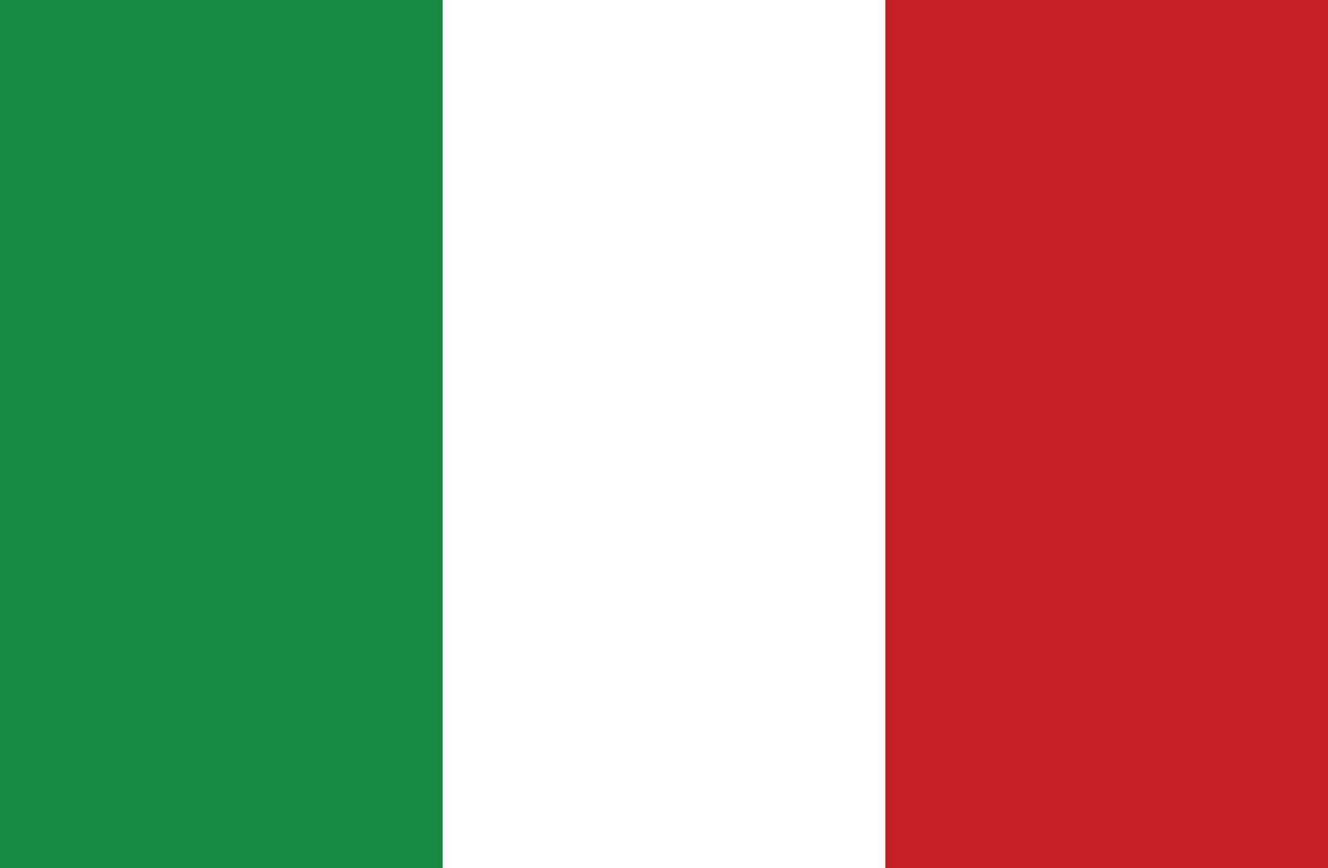 Italien Flagge Symbol isoliert auf Weiß Hintergrund. Gruß Karte National Unabhängigkeit Tag von das Italienisch Republik. Vektor Illustration