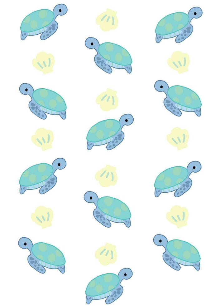 wenig Schildkröten und Schale Design zum Muster Karikatur Stil. vektor
