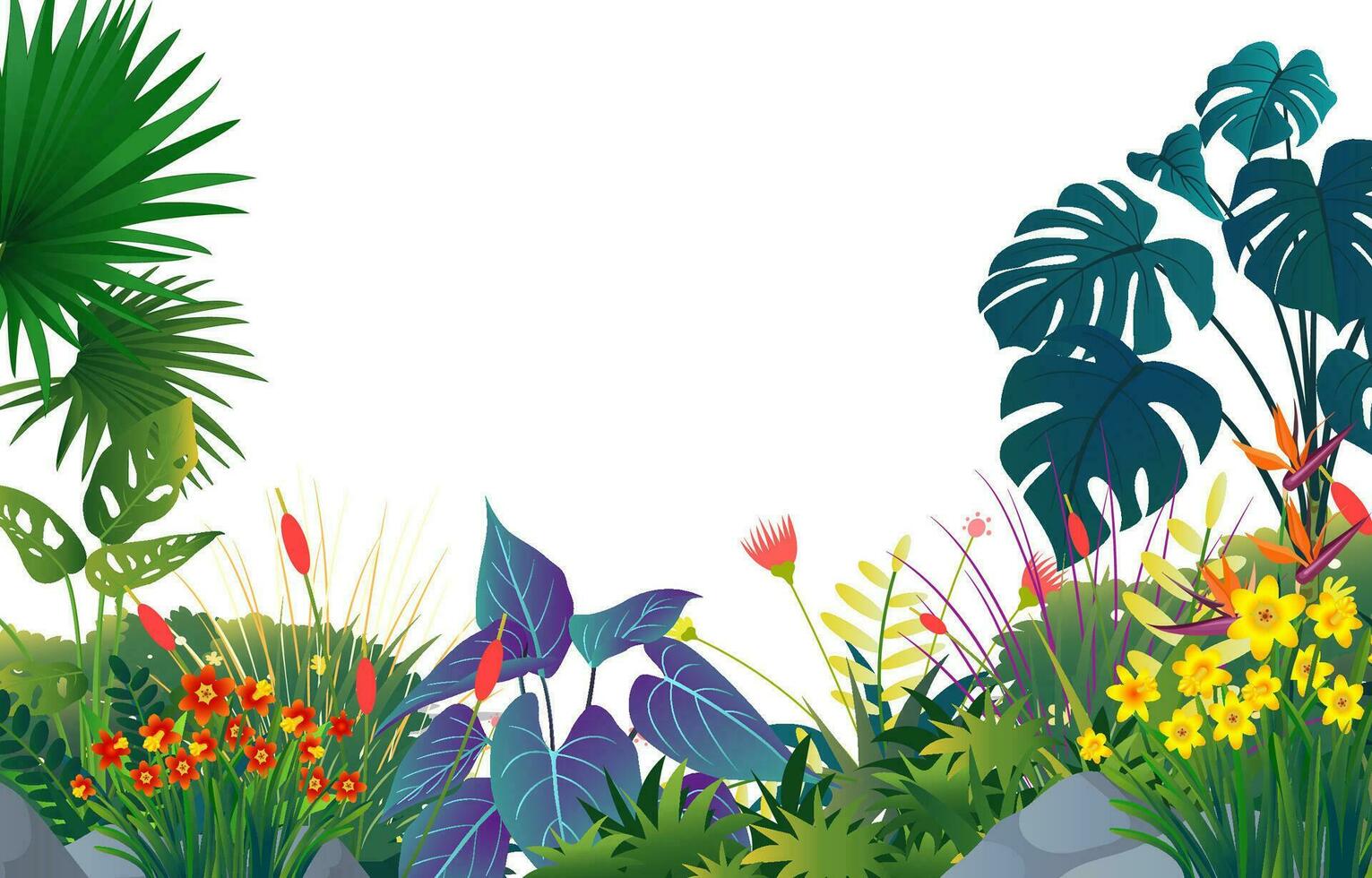 Illustration von schön Landschaft Blumen Hintergrund vektor