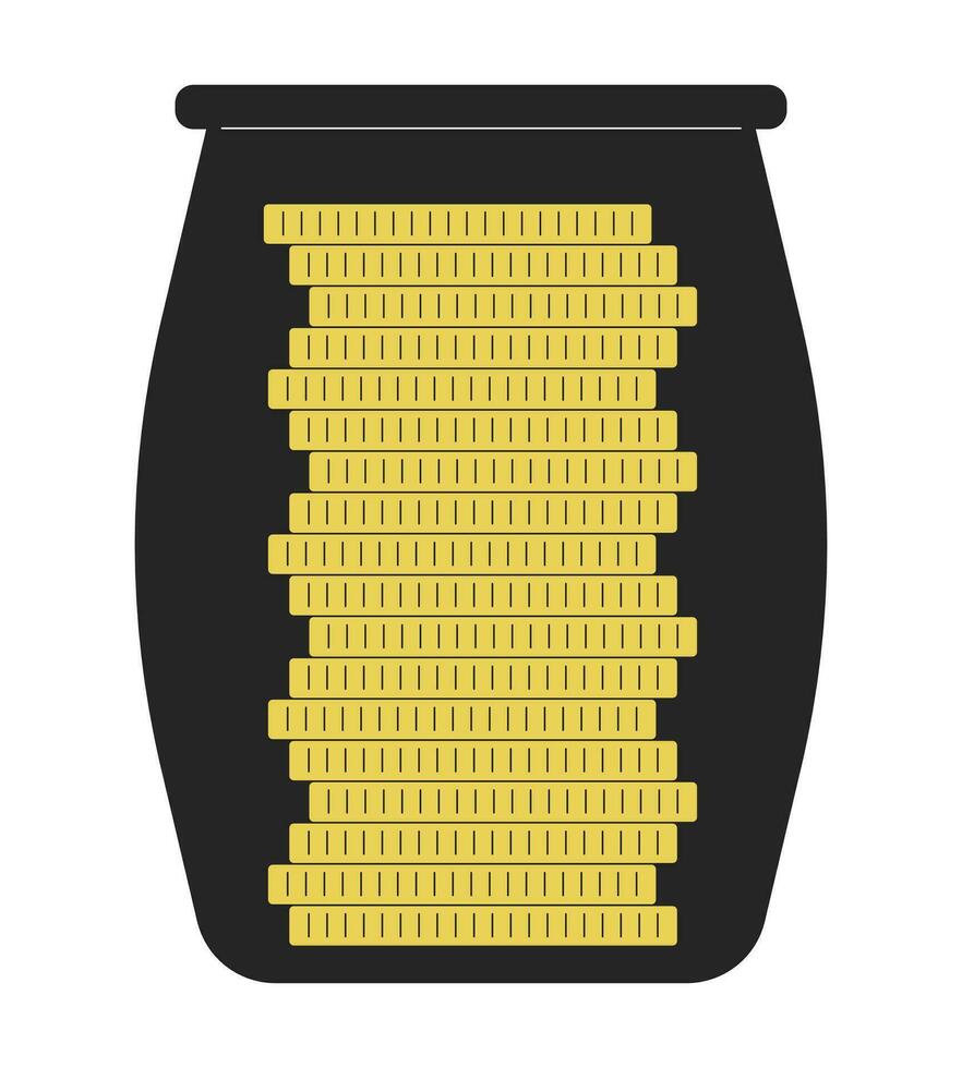 gyllene mynt i glas burk platt linje Färg isolerat vektor objekt. besparingar. finansiera. redigerbar klämma konst bild på vit bakgrund. enkel översikt tecknad serie fläck illustration för webb design