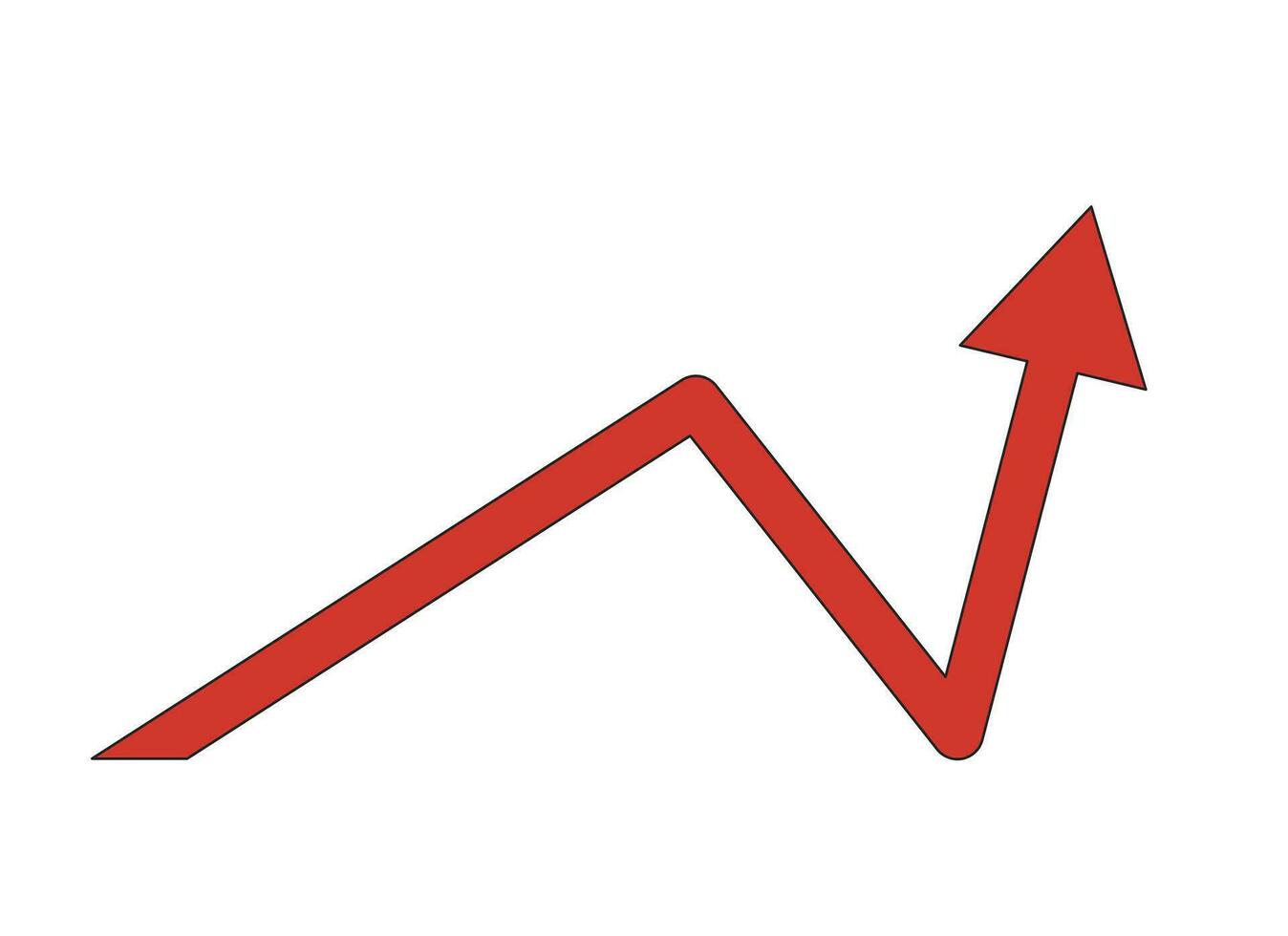 växande pil upp platt linje Färg isolerat vektor objekt. handel infografik. vinst pil. redigerbar klämma konst bild på vit bakgrund. enkel översikt tecknad serie fläck illustration för webb design