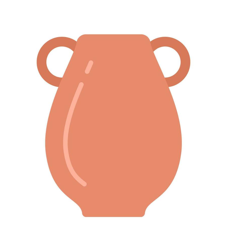 Keramik Vase halb eben Farbe Vektor Objekt. Keramik Hobby. handgemacht Gericht. editierbar Karikatur Clip Kunst Symbol auf Weiß Hintergrund. einfach Stelle Illustration zum Netz Grafik Design