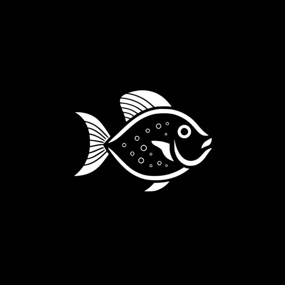 fisk - svart och vit isolerat ikon - vektor illustration