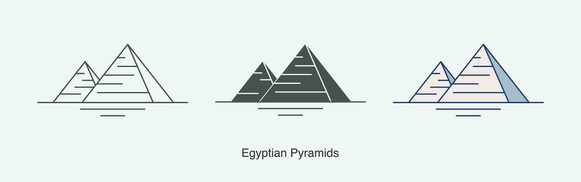 ägyptisch Pyramiden Symbol im anders Stil Vektor Illustration.