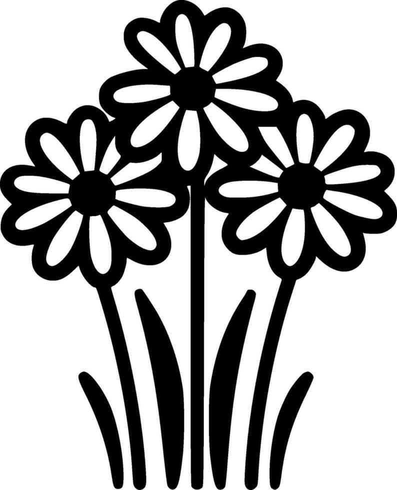 blommor, minimalistisk och enkel silhuett - vektor illustration