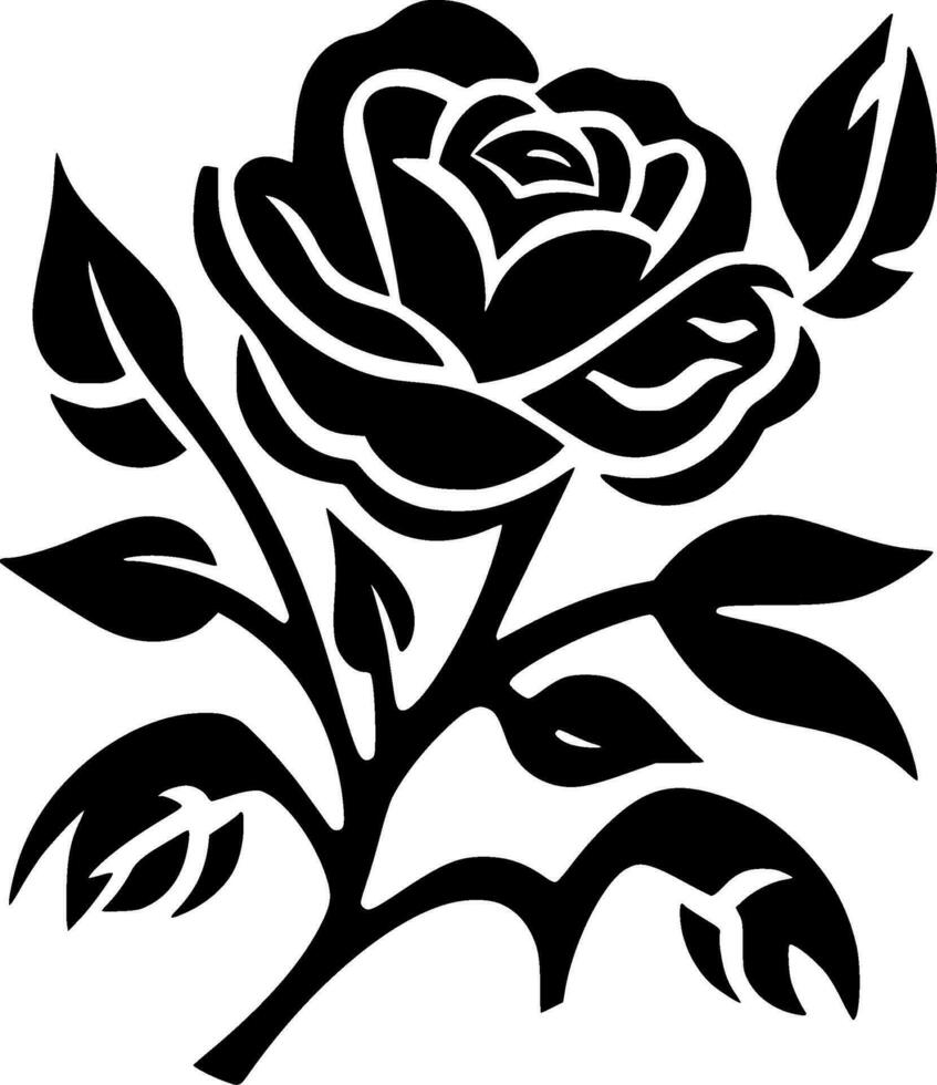 Blumen - - schwarz und Weiß isoliert Symbol - - Vektor Illustration