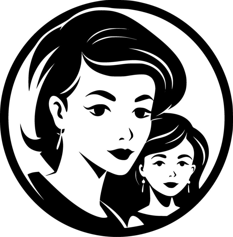mamma - svart och vit isolerat ikon - vektor illustration