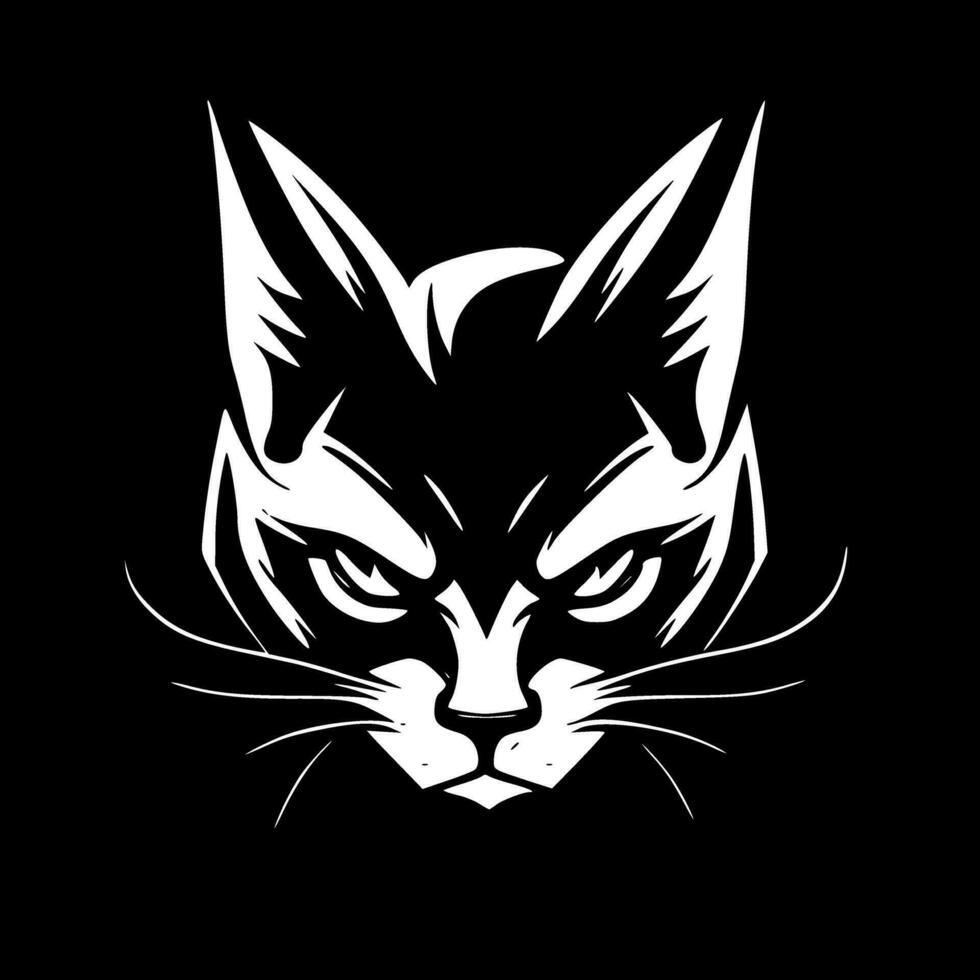 wilde Katze - - schwarz und Weiß isoliert Symbol - - Vektor Illustration