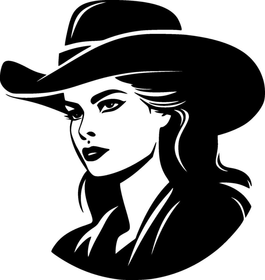 Cowgirl, schwarz und Weiß Vektor Illustration