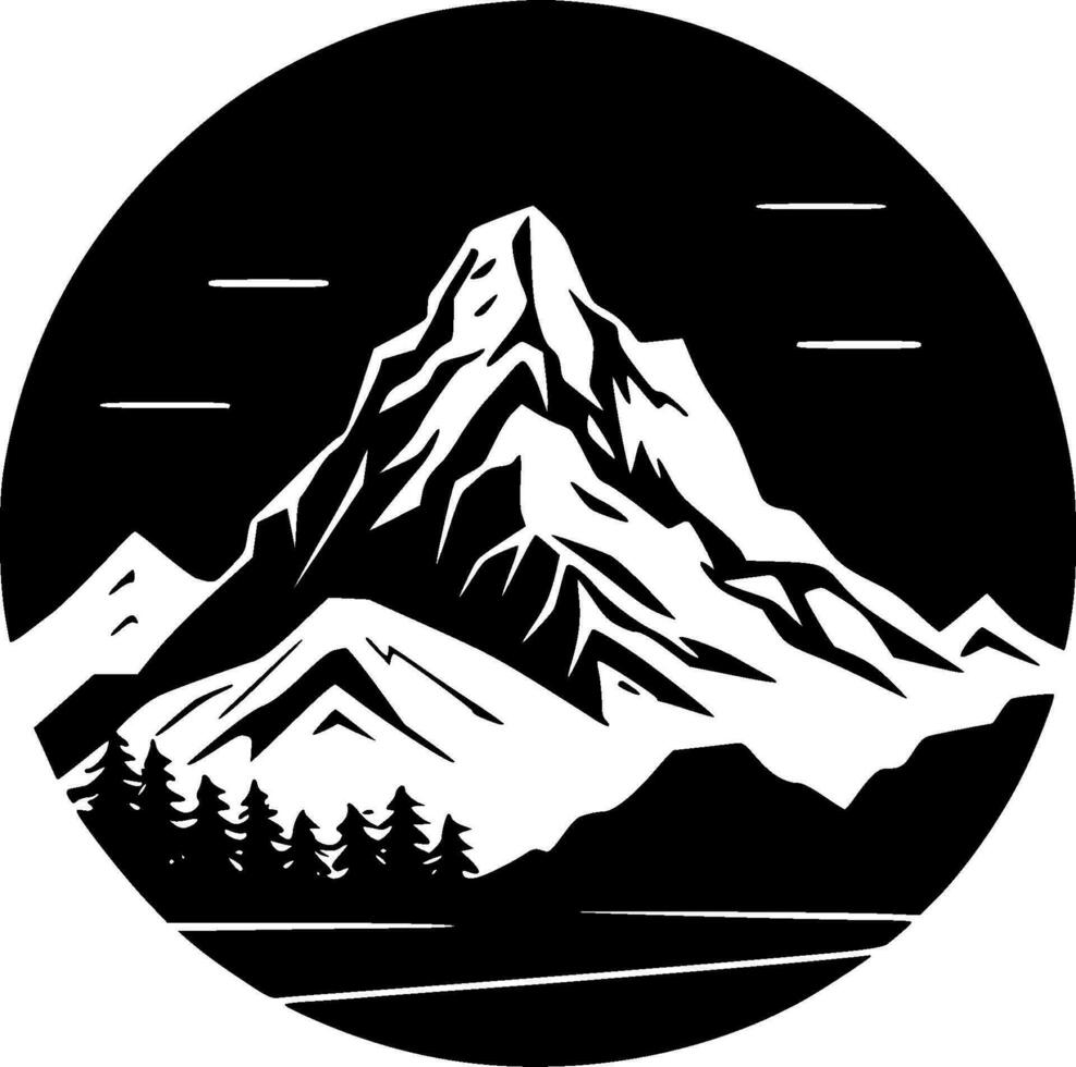 berg räckvidd, svart och vit vektor illustration