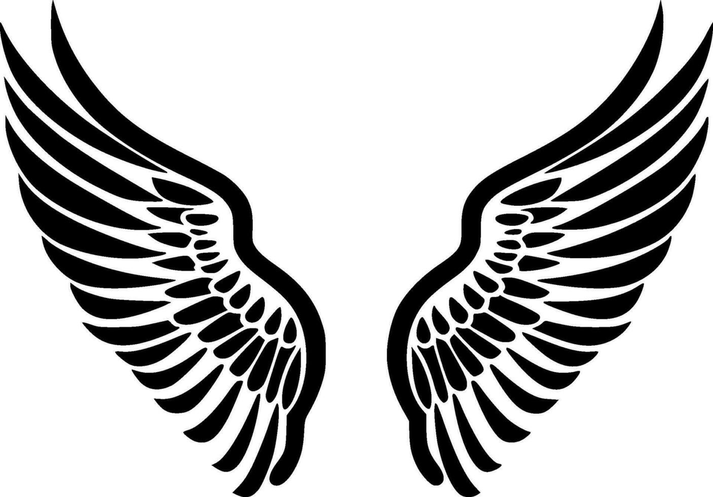 Engel Flügel - - schwarz und Weiß isoliert Symbol - - Vektor Illustration