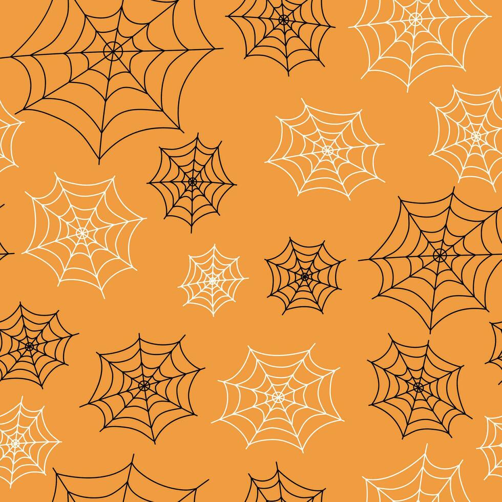 Spinne Netz Muster. Symbol von das Urlaub Halloween, Zeichnungen, Gekritzel. Vektor Illustration, Hintergrund nahtlos, isoliert.