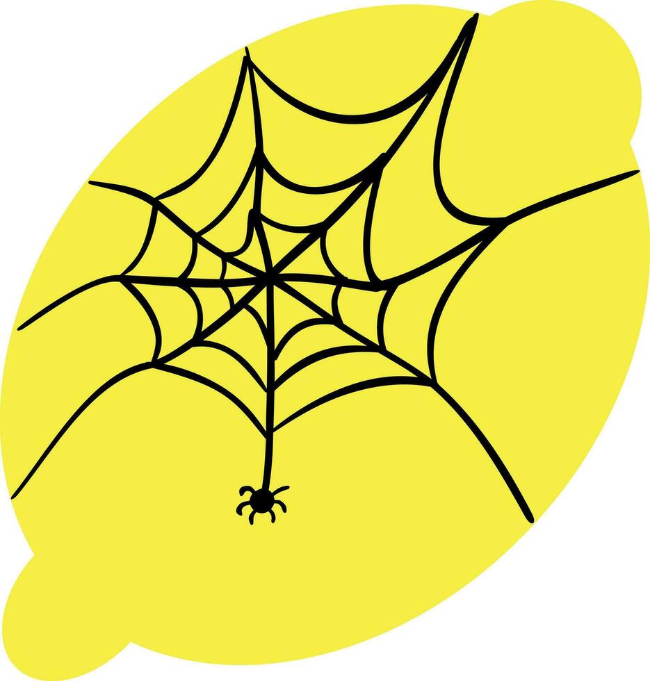 Zitrone mit Spinnennetz und Spinne zum Dekoration. vektor