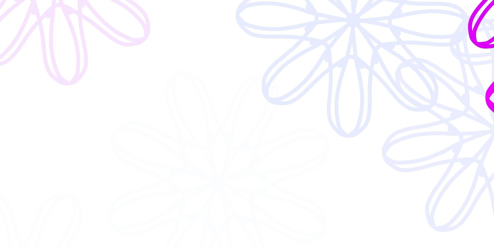 hellviolette Vektor-Doodle-Vorlage mit Blumen vektor