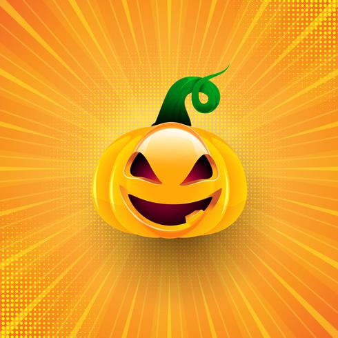 Halloween bakgrund med pumpa på starburst design vektor