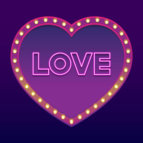 Neonwort-Liebes-glücklicher Valentinstag-Gestaltungselement vektor