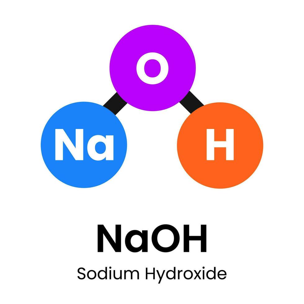 natrium hydroxid frätande soda kemisk strukturera formel ikon märka design vektor