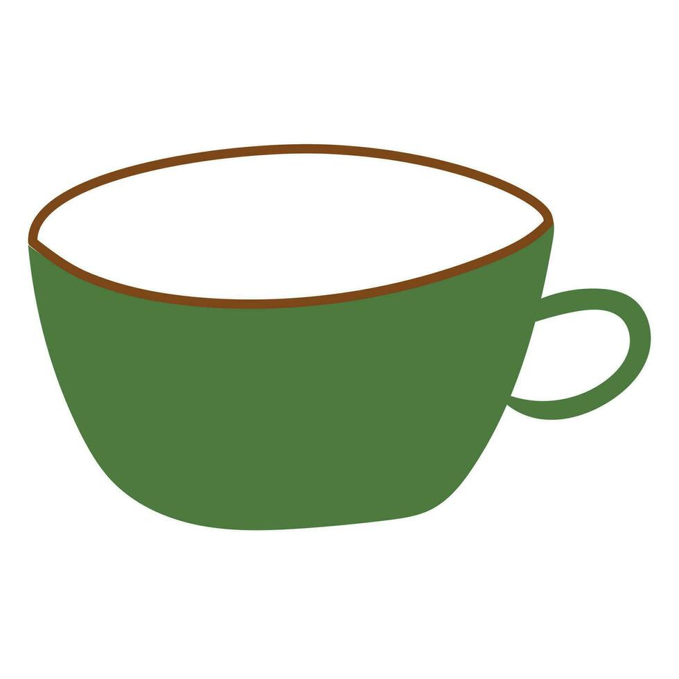 kopp dryck te kaffe linje grön ikon element vektor
