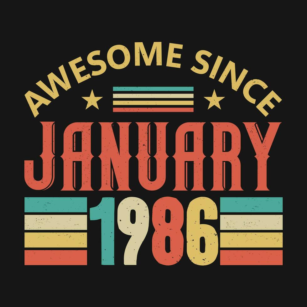 genial seit Januar 1986. geboren im Januar 1986 Jahrgang Geburtstag Zitat Design vektor