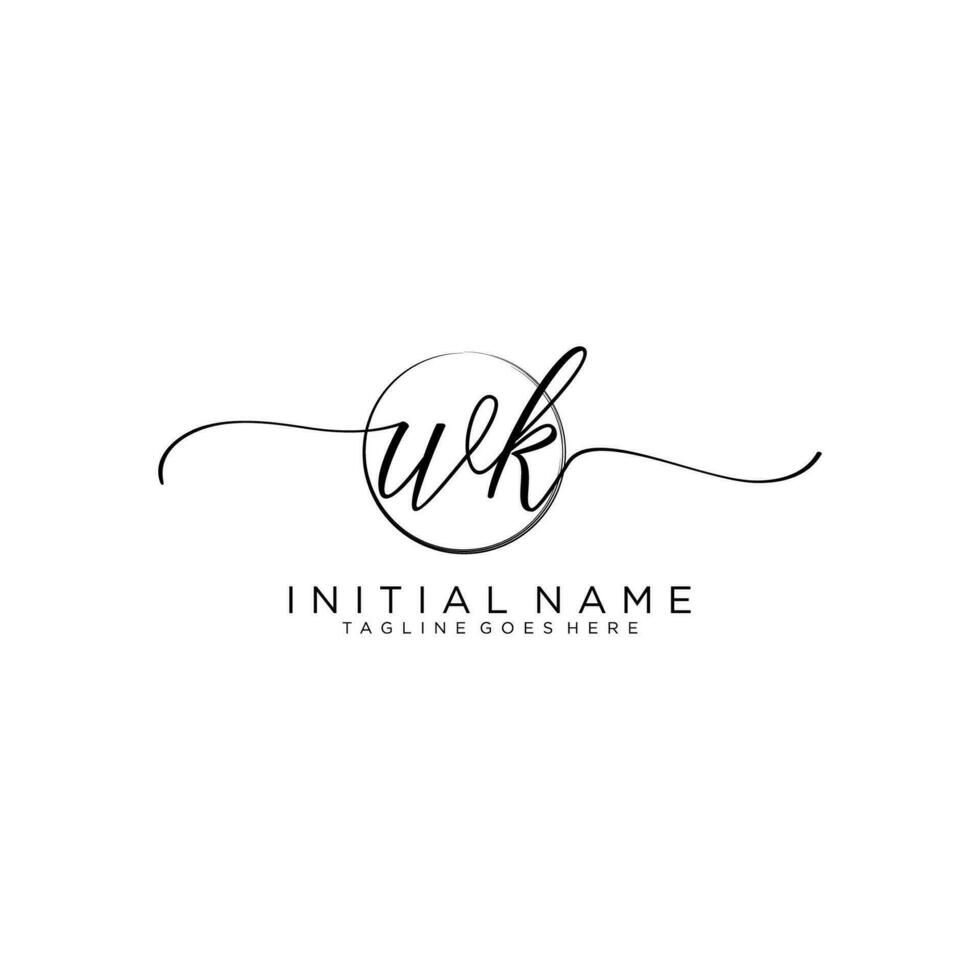första wk feminin logotyp samlingar mall. handstil logotyp av första signatur, bröllop, mode, smycken, boutique, blommig och botanisk med kreativ mall för några företag eller företag. vektor