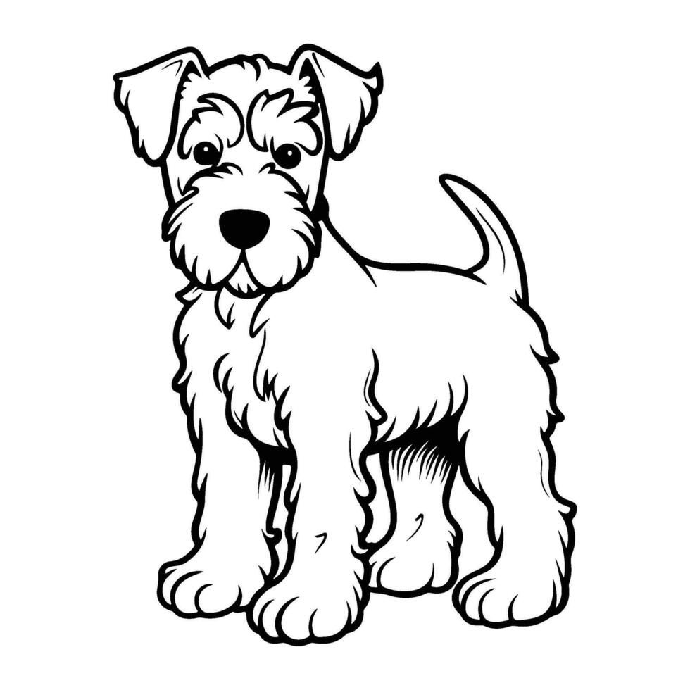 airedale Terrier, Hand gezeichnet Karikatur Charakter, Hund Symbol. vektor