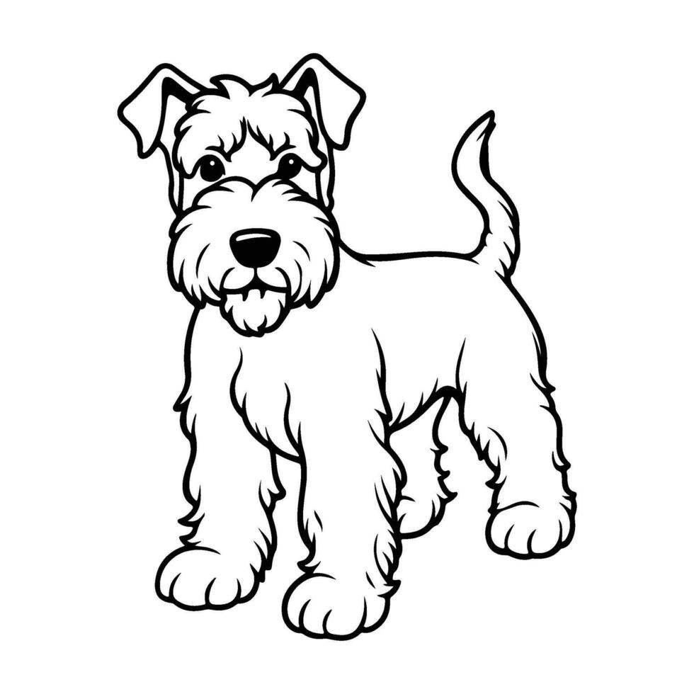 airedale Terrier, Hand gezeichnet Karikatur Charakter, Hund Symbol. vektor