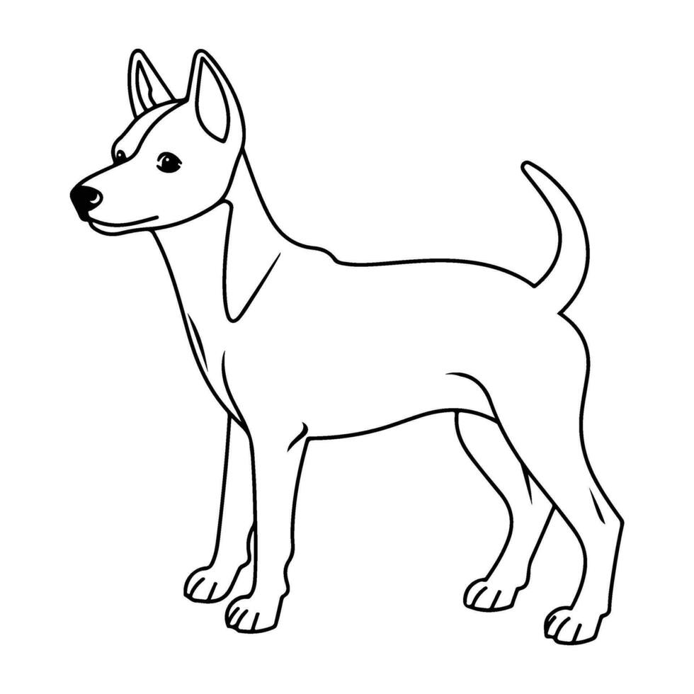 basenji, hand dragen tecknad serie karaktär, hund ikon. vektor