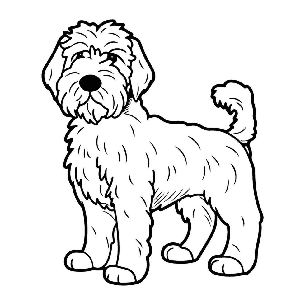 svart ryska terrier, hand dragen tecknad serie karaktär, hund ikon. vektor