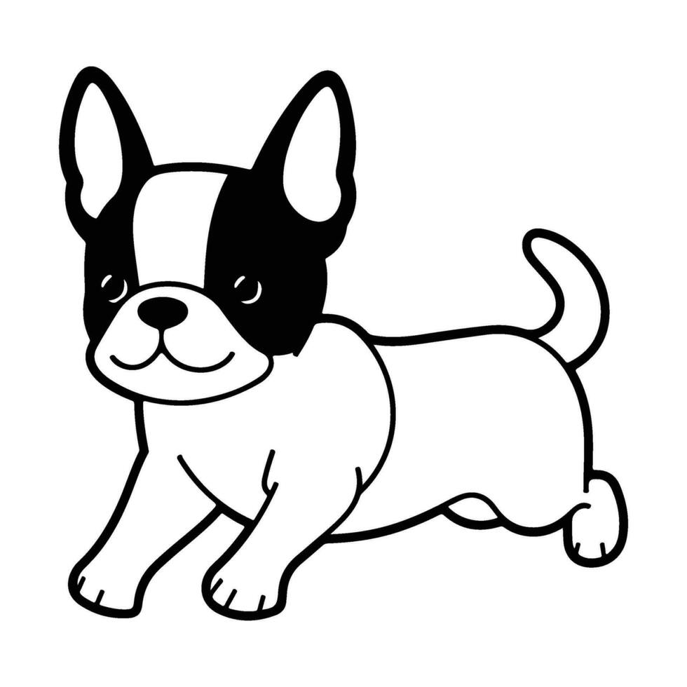 Boston Terrier, Hand gezeichnet Karikatur Charakter, Hund Symbol. vektor