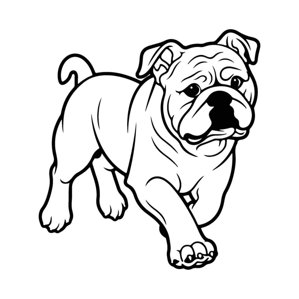 Bulldogge, Hand gezeichnet Karikatur Charakter, Hund Symbol. vektor