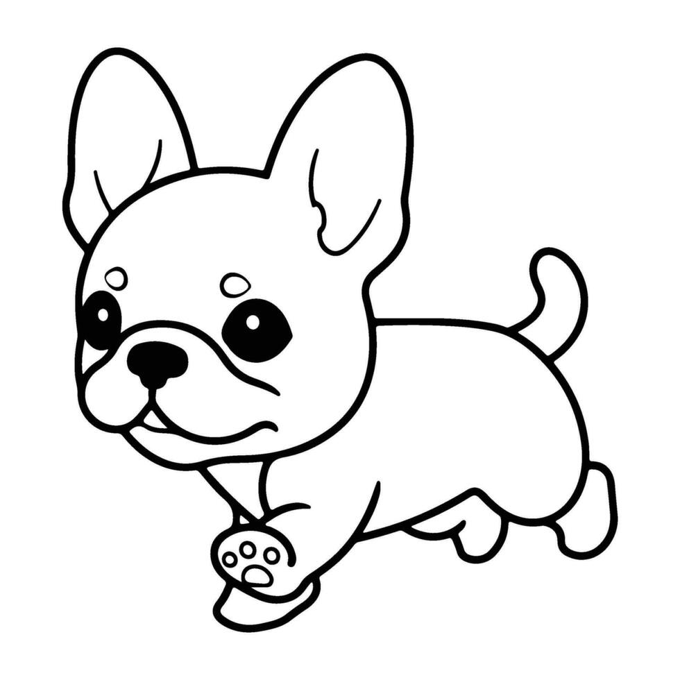 franska bulldogg hund, hand dragen tecknad serie karaktär, hund ikon. vektor