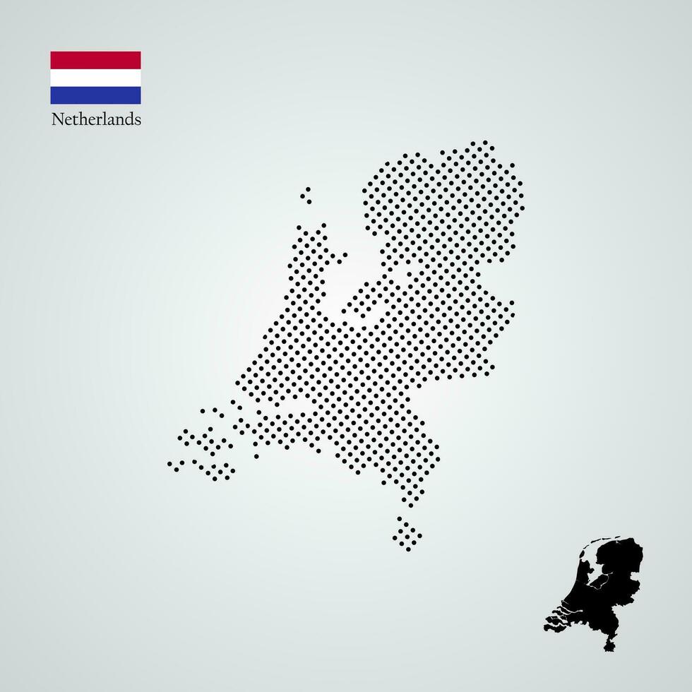 nederländerna Karta silhuett halvton stil vektor