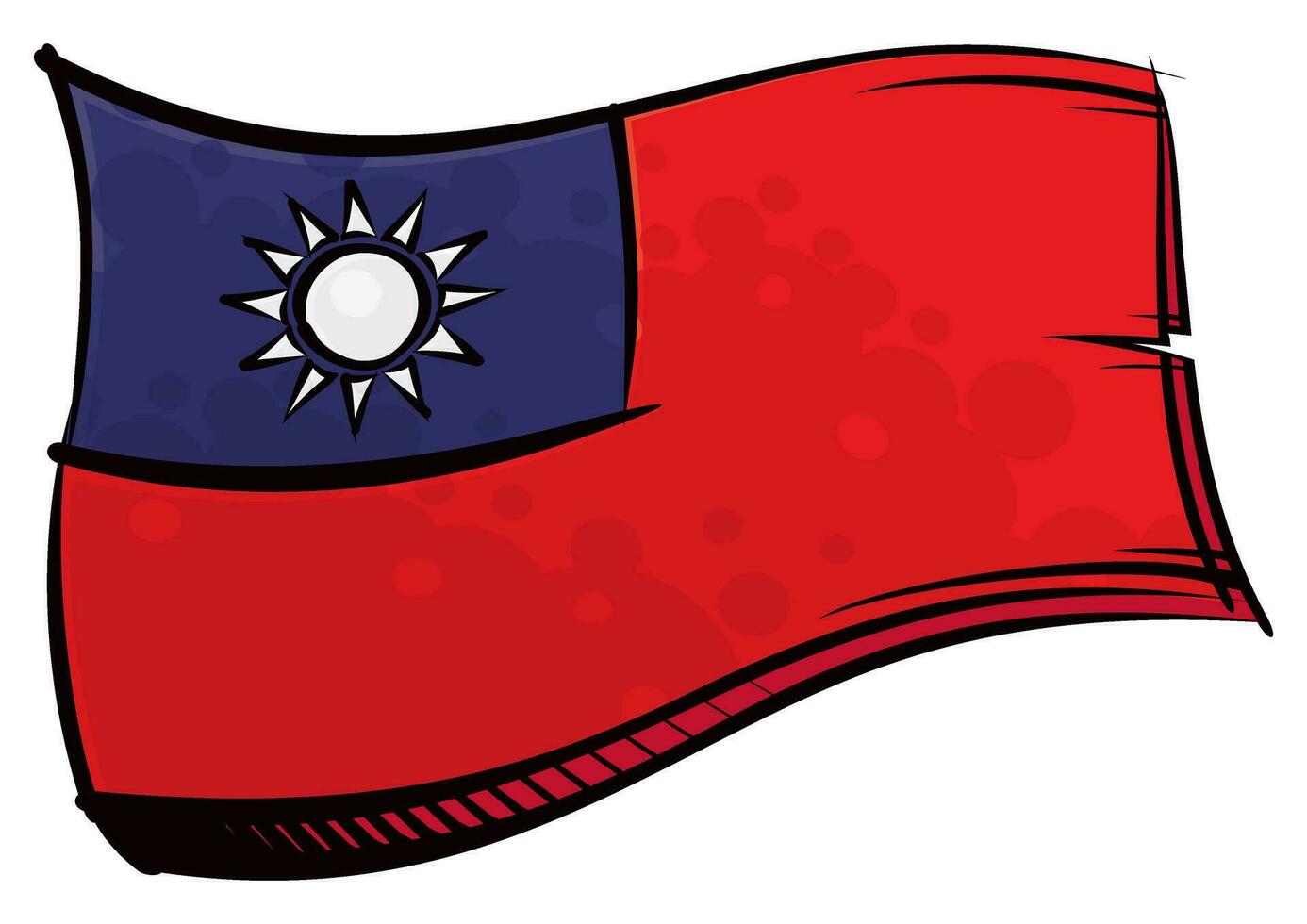 gemalt Taiwan Flagge winken im Wind vektor